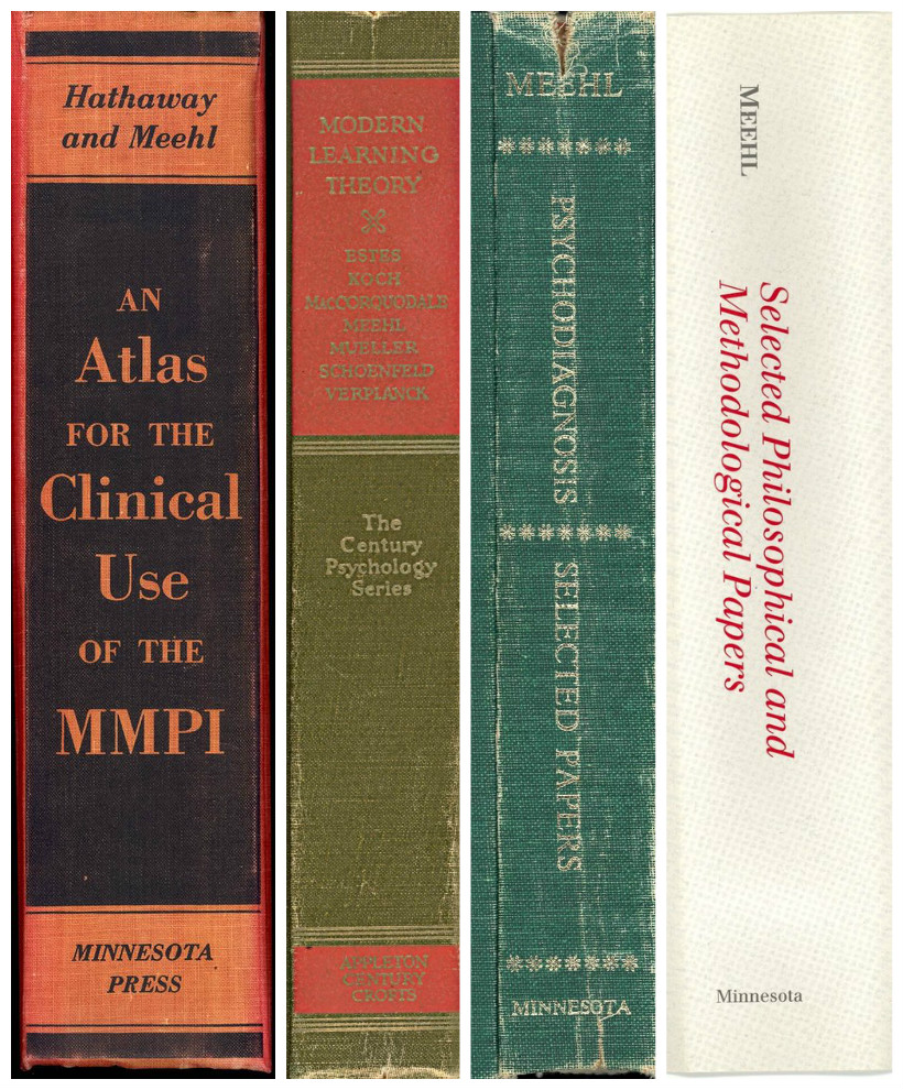Book spines of Paul Meehl books